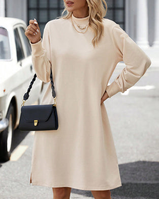 Solid color high Neck dress
