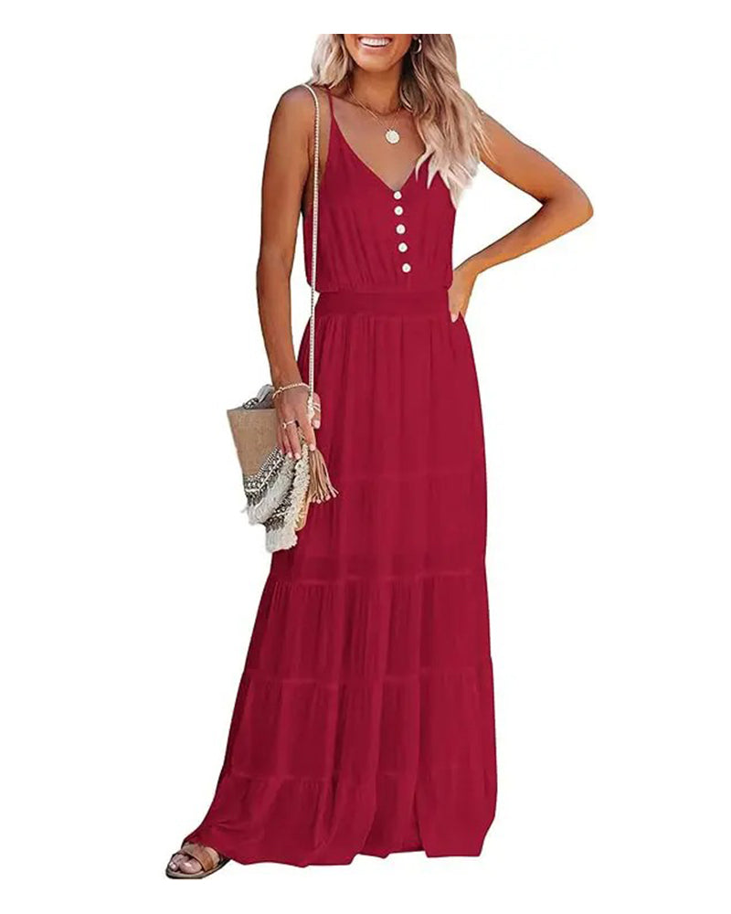 Tiered Cake Spaghetti Strap Maxi Dress