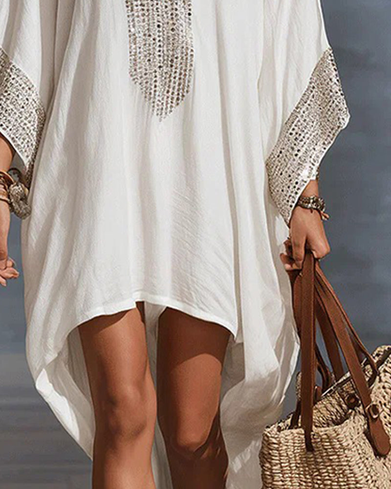 Deep V-Neck Vacation Fashion Loose Fit Dress
