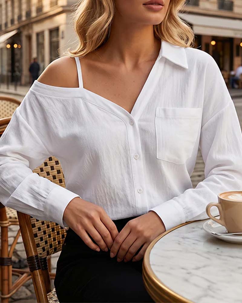 One-Shoulder Textured Cami Shirt