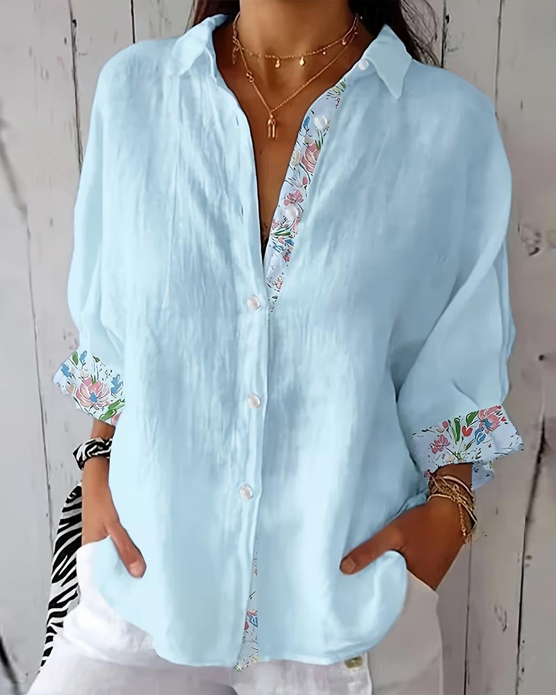 Print Binding Loose Fit Shirt