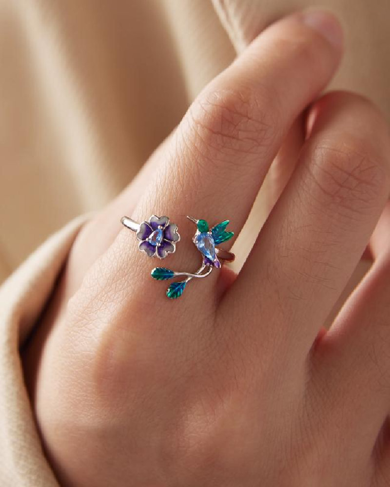 Flower & Bird Adjustable Ring