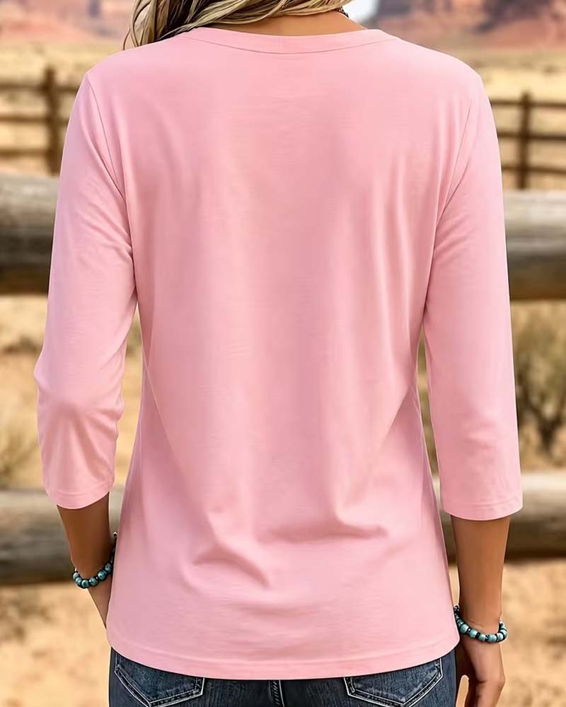 Crew Neck Patchwork Asymmetric Hem Top