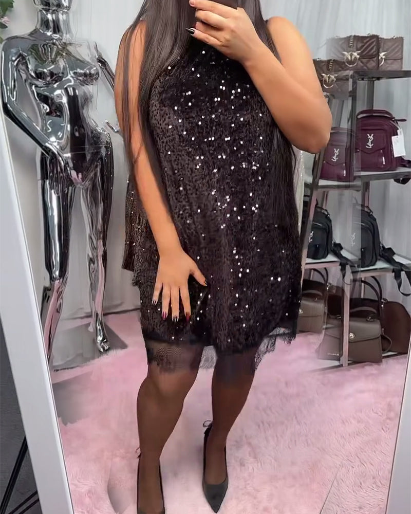 Solid Color Patchwork Dress