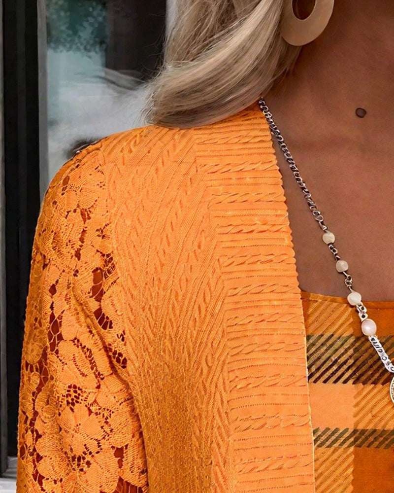 Faux Two-Piece Plaid Top