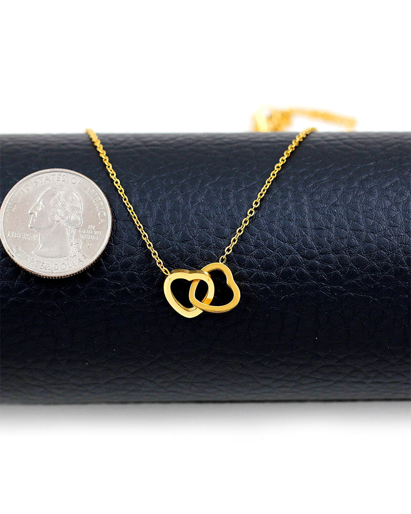 Bone Chain Double Heart Necklace