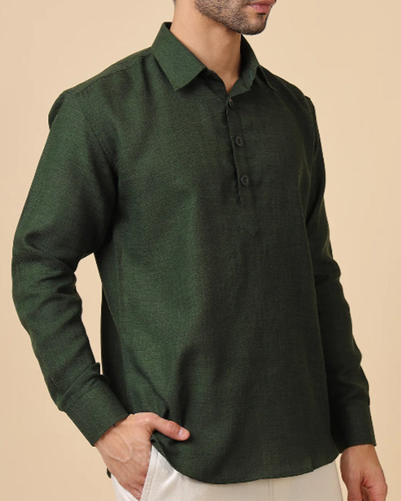 Men's Long Sleeve Solid Color Shirt
