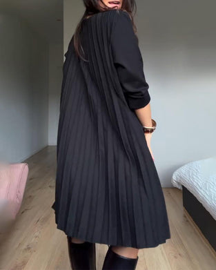 Accordion Pleated Patchwork Dress