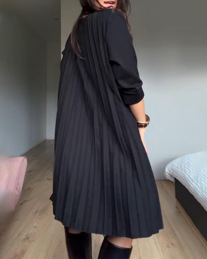 Accordion Pleated Patchwork Dress