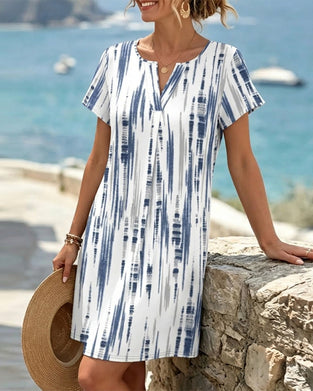 Casual Striped V-Neck Dress