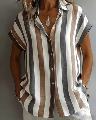Vertical Stripe Short Sleeve Shirt