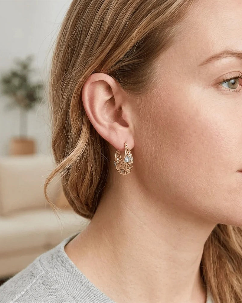 Vintage Flower Hoop Earrings