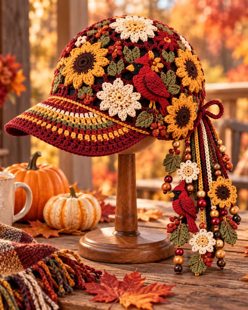 🍂 Women’s Handmade Crochet Autumn Baseball Cap