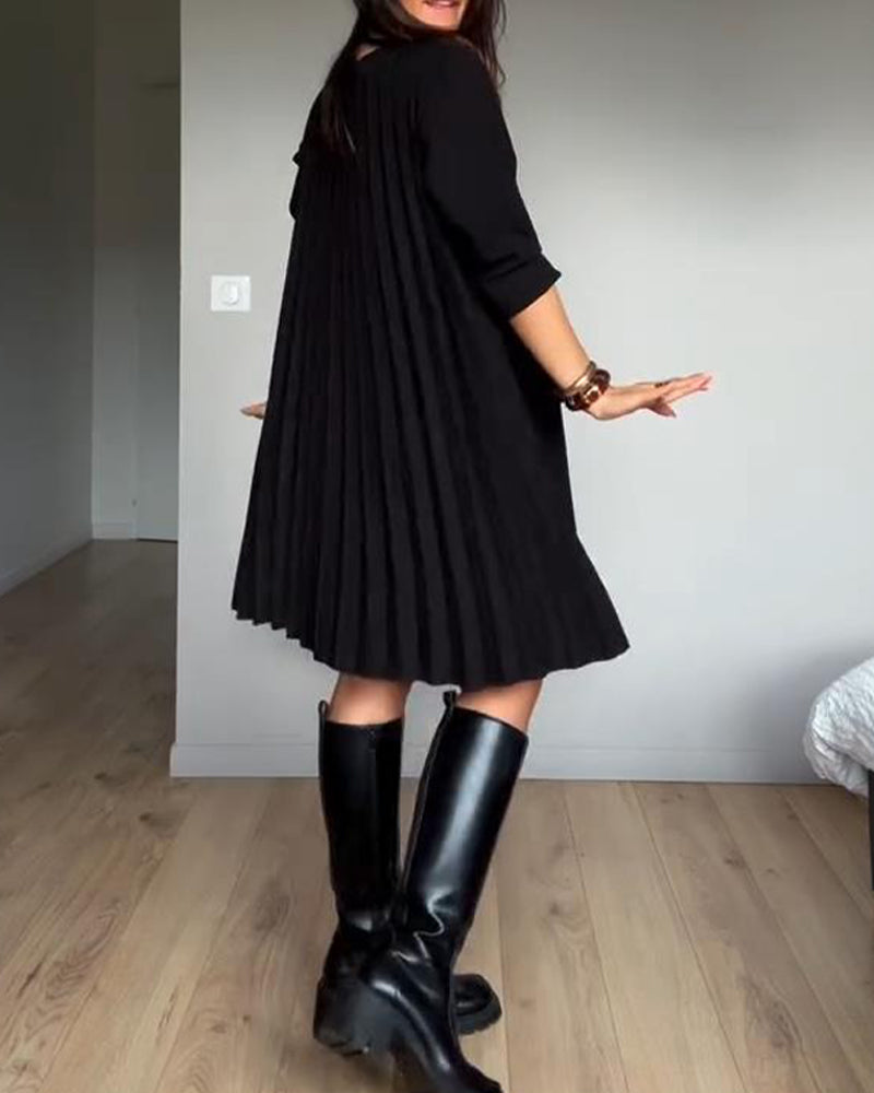 Accordion Pleated Patchwork Dress