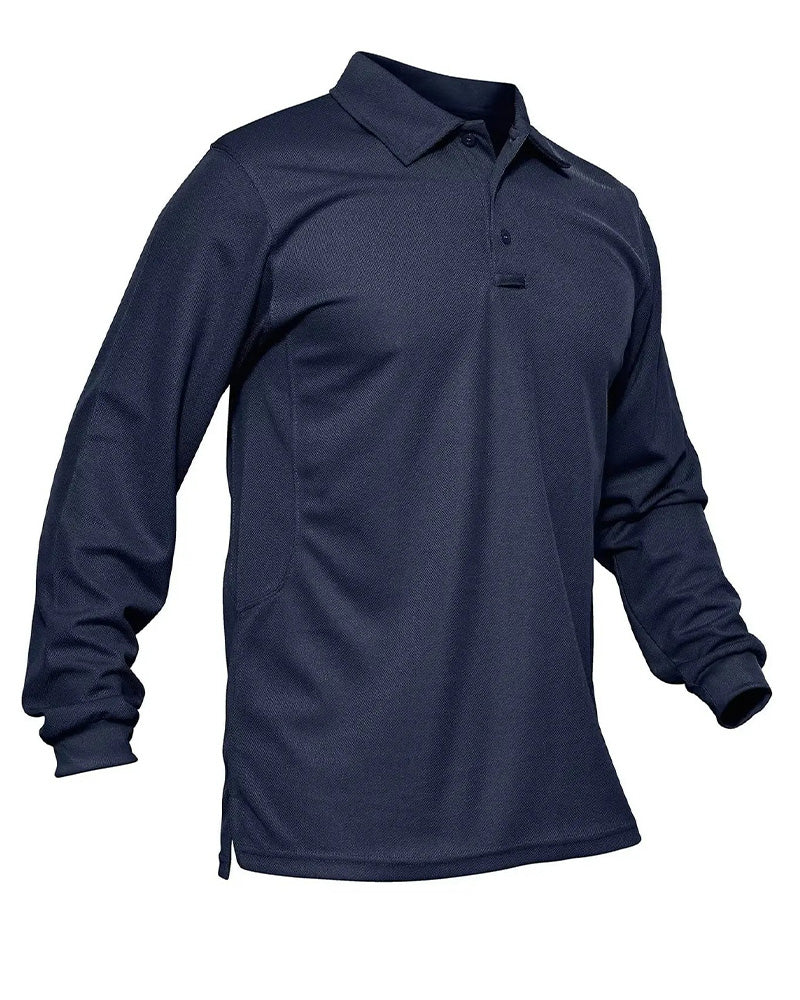 Polo Collar Long Sleeve Casual T-Shirt