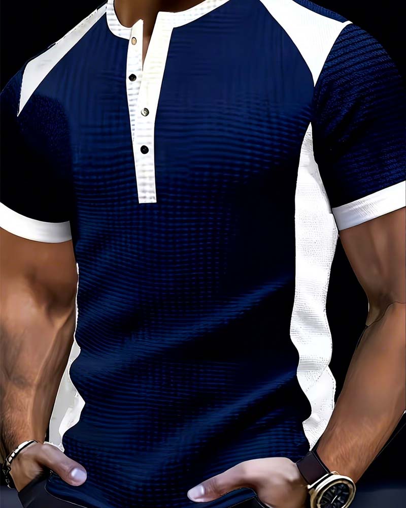 Men's Color-Block Waffle T-Shirt