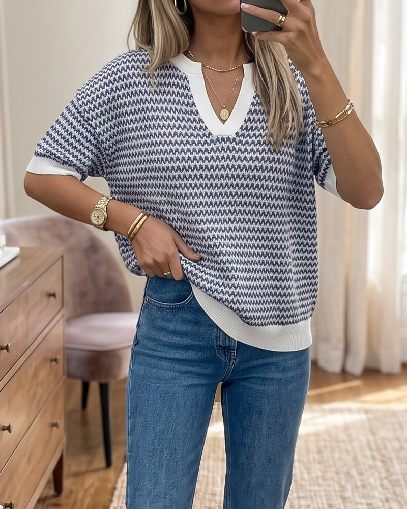 V-Neck Trendy Casual Pullover