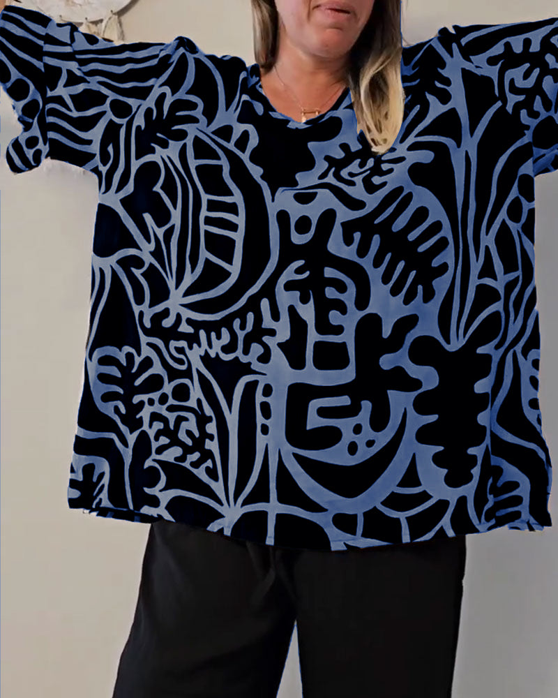 Abstract Botanical Print Loose Top