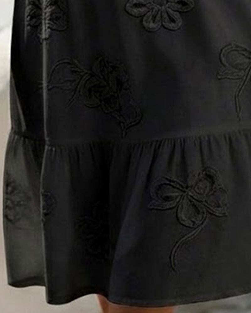 Puff Short Sleeve Floral Dress