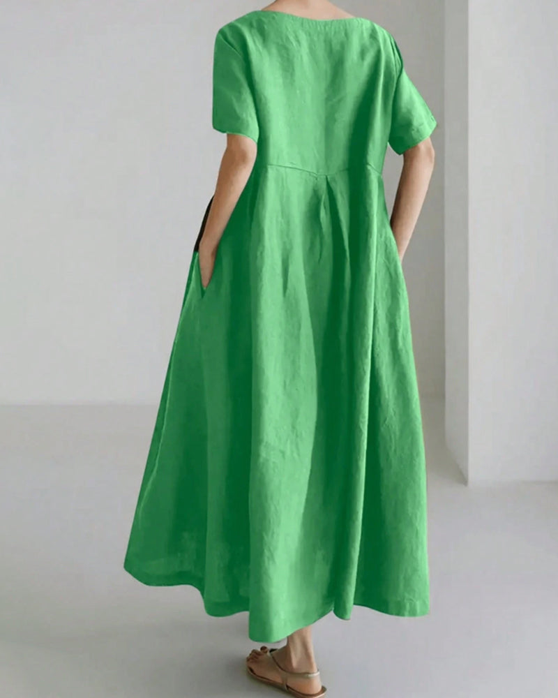 Crewneck Short Sleeve Casual Loose Fit Dress