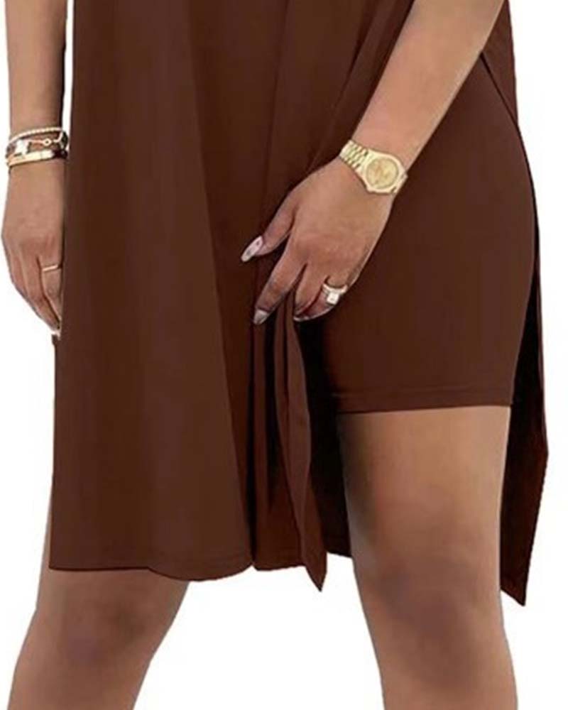 Solid Color Loose Short-Sleeve Pants Set