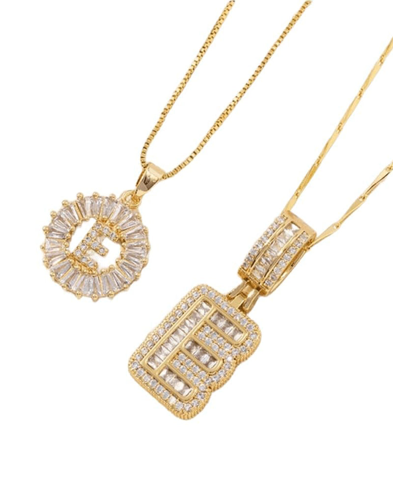 Initial Letter Pendant Necklaces -2 Pack