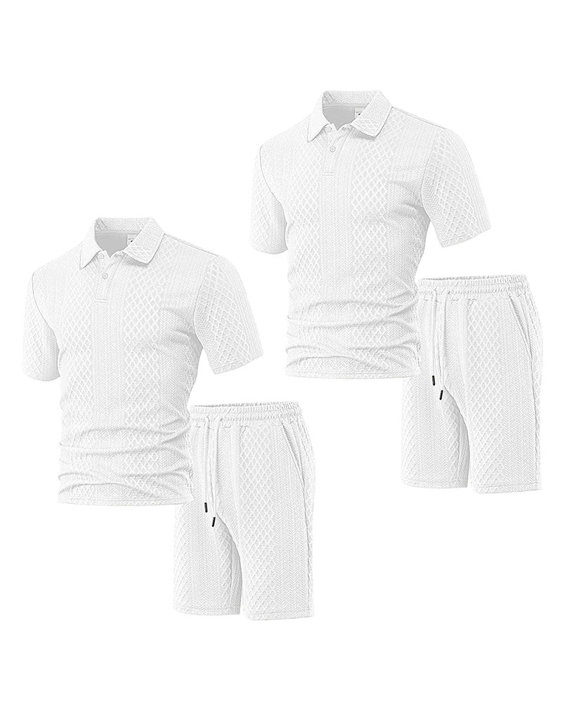 Men's Collared Short-Sleeve 2-Piece Set