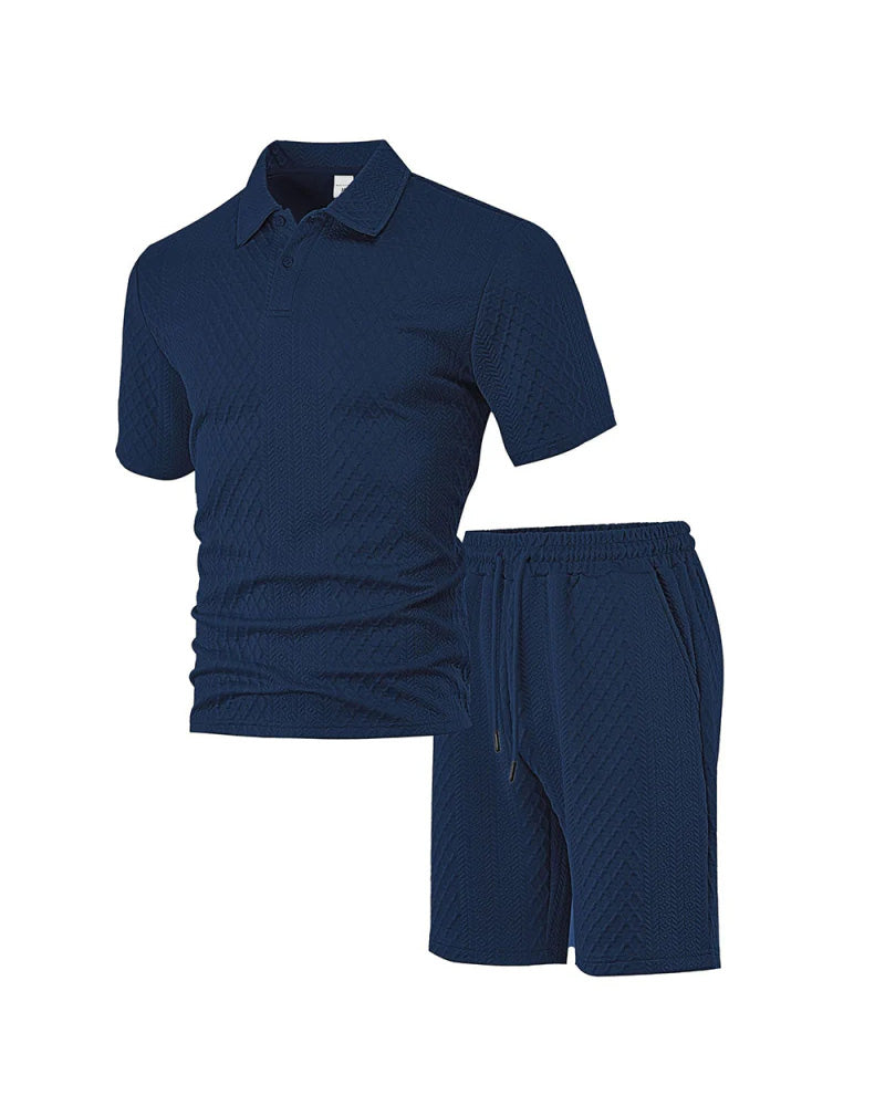 Men's Collared Short-Sleeve 2-Piece Set
