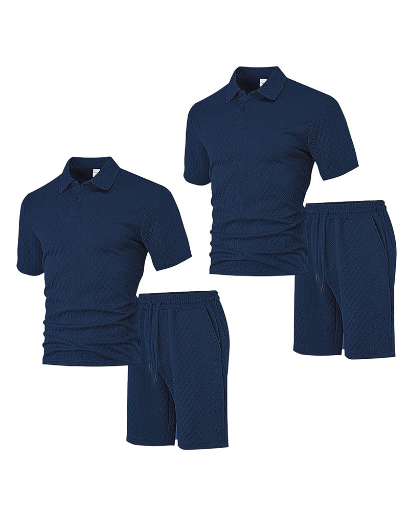 Men's Collared Short-Sleeve 2-Piece Set