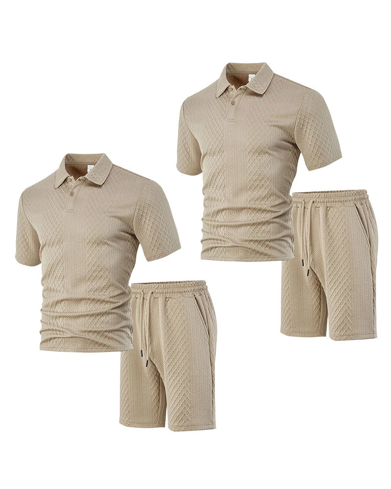 Men's Collared Short-Sleeve 2-Piece Set
