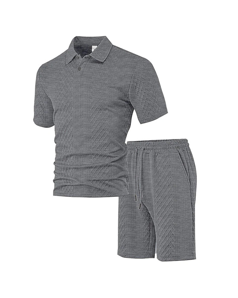 Men's Collared Short-Sleeve 2-Piece Set