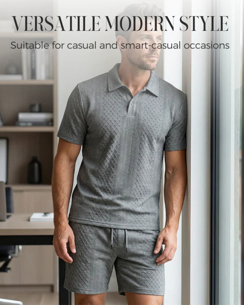 Men's Collared Short-Sleeve 2-Piece Set