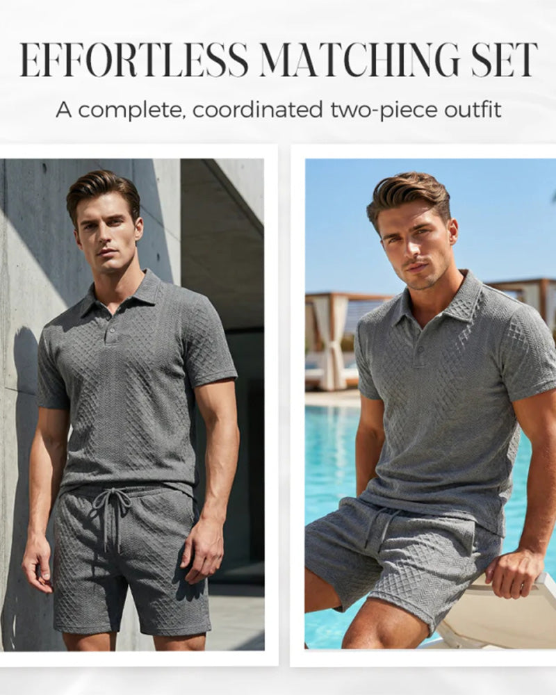 Men's Collared Short-Sleeve 2-Piece Set