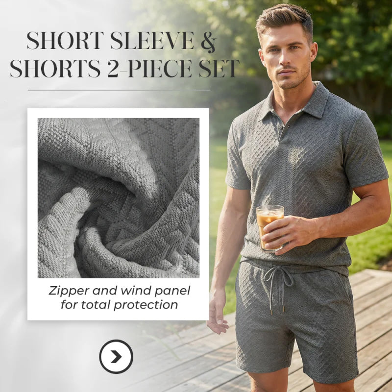 Men's Collared Short-Sleeve 2-Piece Set