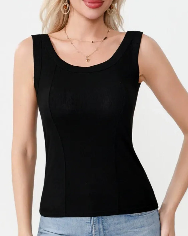 Solid Color Built In Bar Cami Top