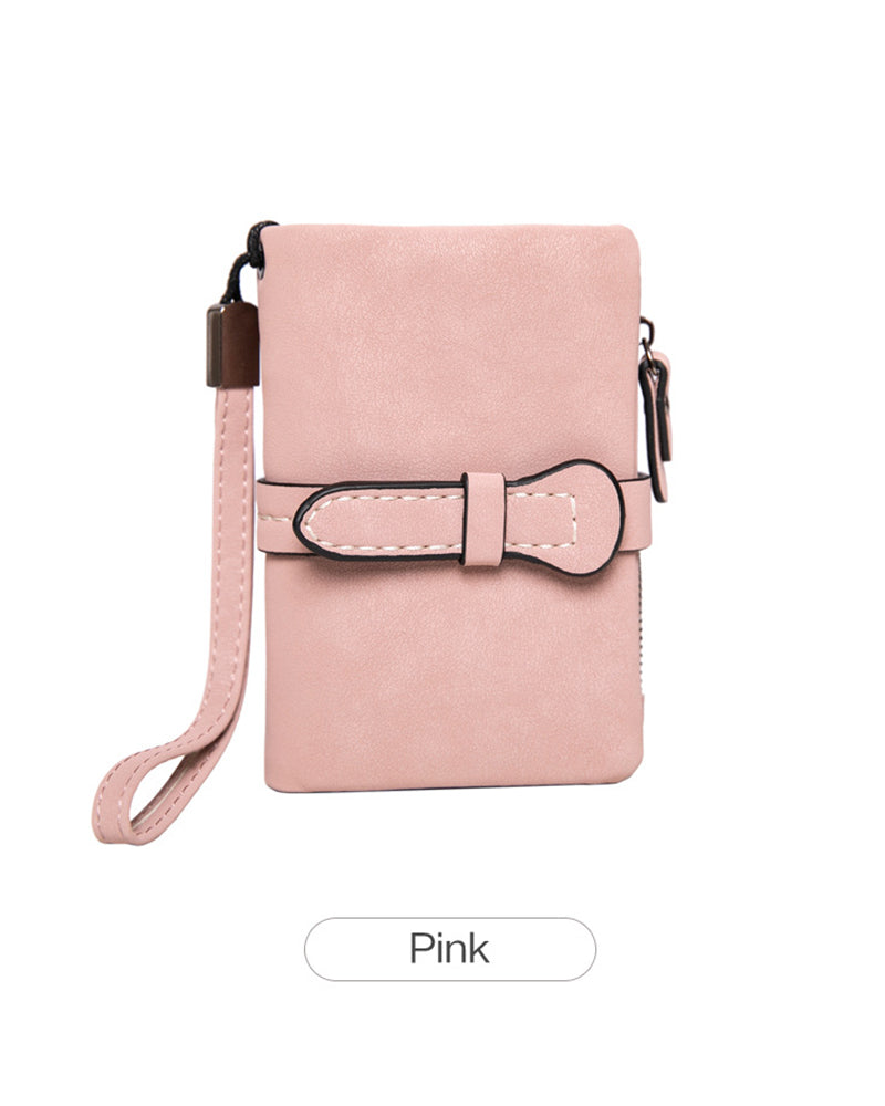 Women's Elegant Minimalist Short Wallet with Wristlet, Casual Versatile Zipper Card Holder Wallet, Trendy Wallet for Daily Use