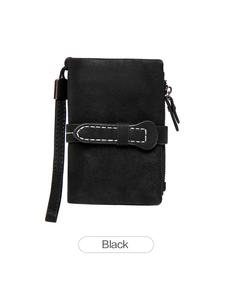 Women's Elegant Minimalist Short Wallet with Wristlet, Casual Versatile Zipper Card Holder Wallet, Trendy Wallet for Daily Use