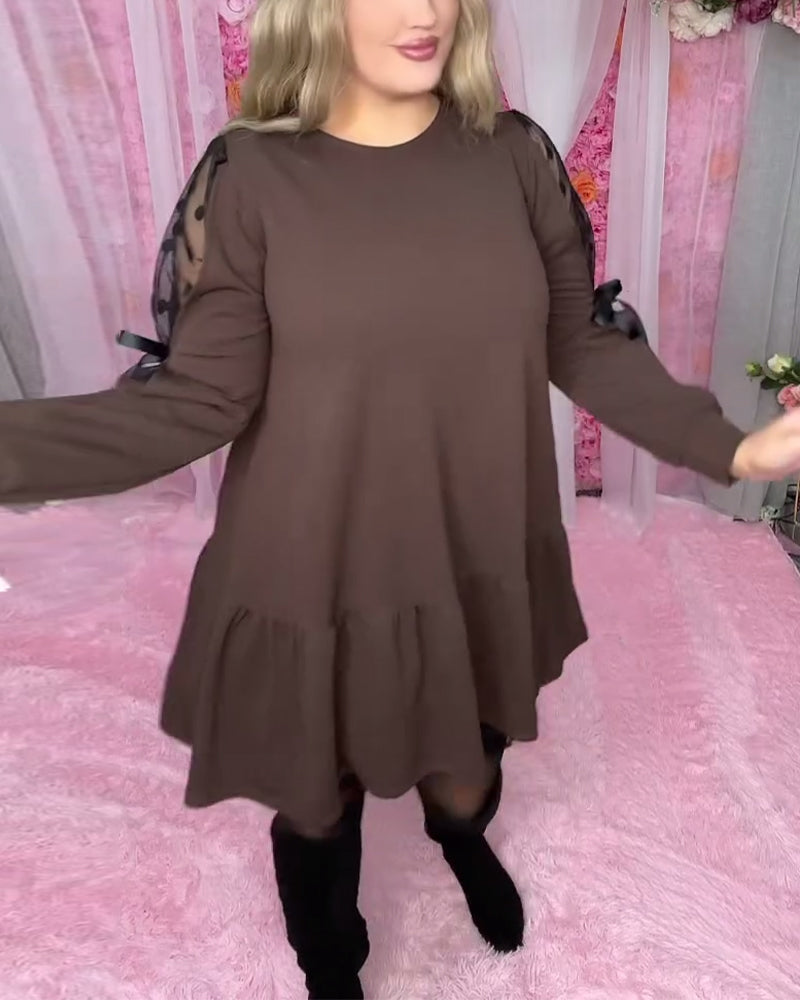 Elegant Patchwork Round Neck Dress