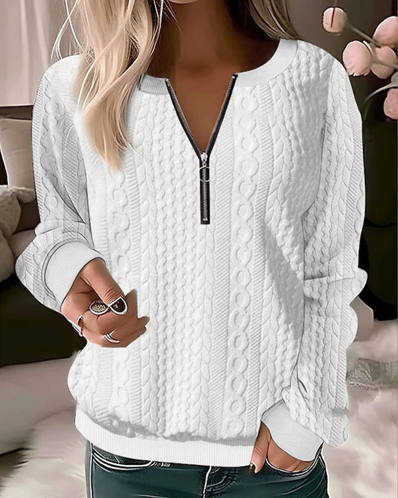Solid color zipper sweatshirt