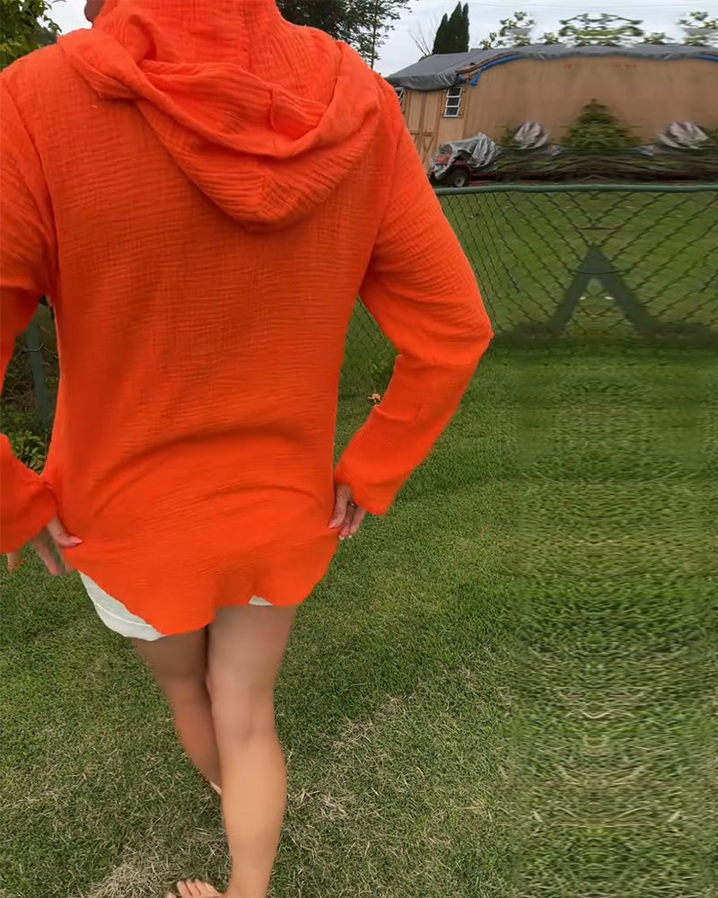 Solid Color Pocket Fashion Blouse