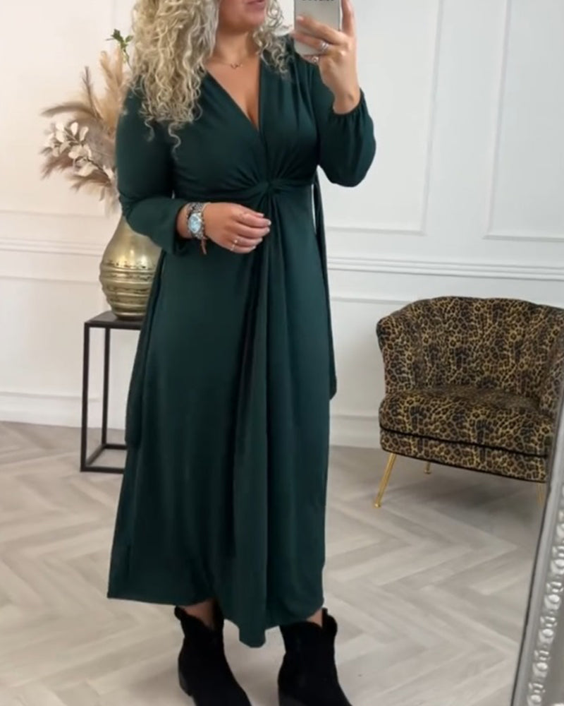 Sexy solid color Long Sleeve Dress