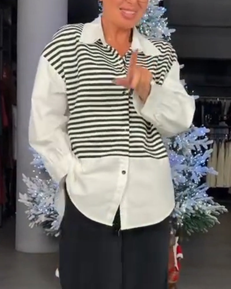 Striped Button-Down Collar Shirt