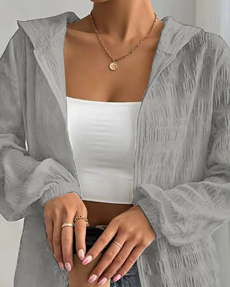Hooded Sun-Protective Zipper Loose Coats