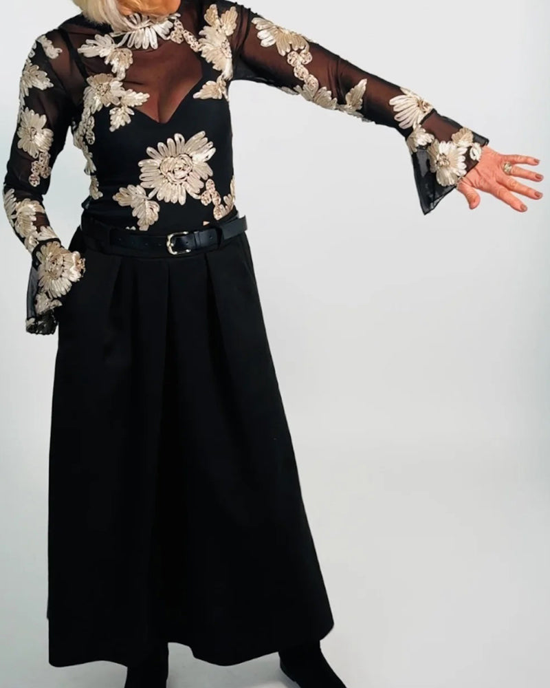 Trumpet Sleeve Fashion Floral Blouse