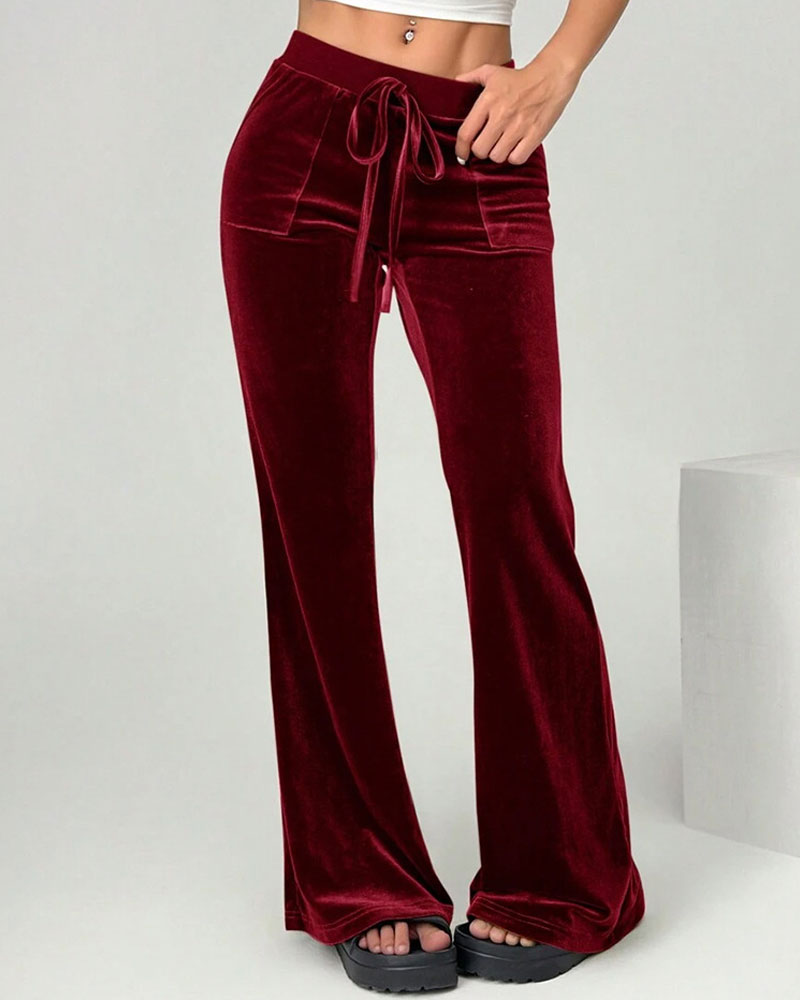 Velvet Long Flared Pants