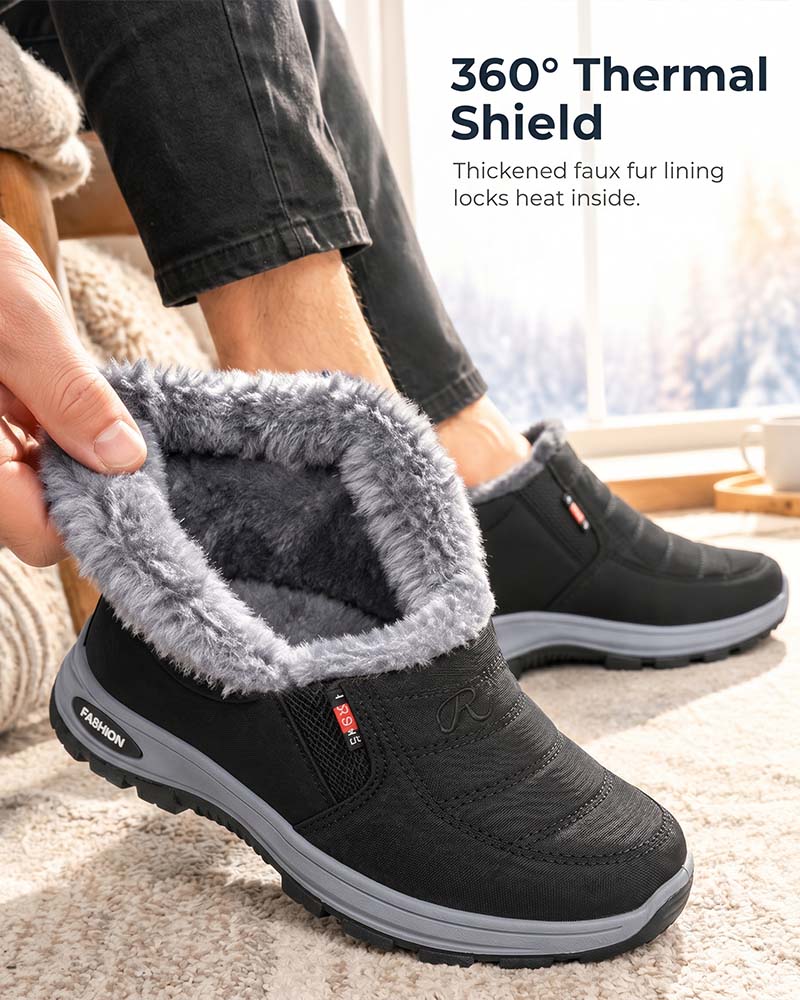 Winter Thick-Lined Snow Boots, Slip-On Warm Casual Shoes for Women and Men