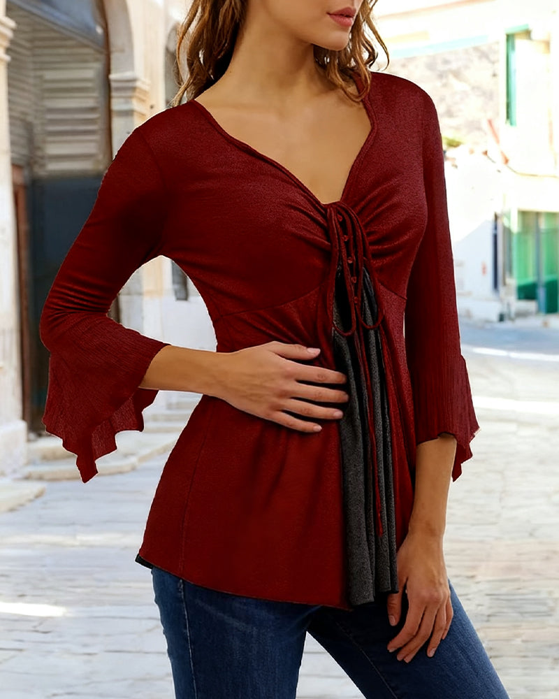 Bow-Tie Bell-Sleeve Top