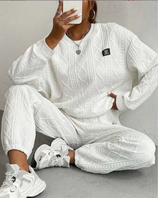 Threaded Jacquard Casual Two-Piece Set