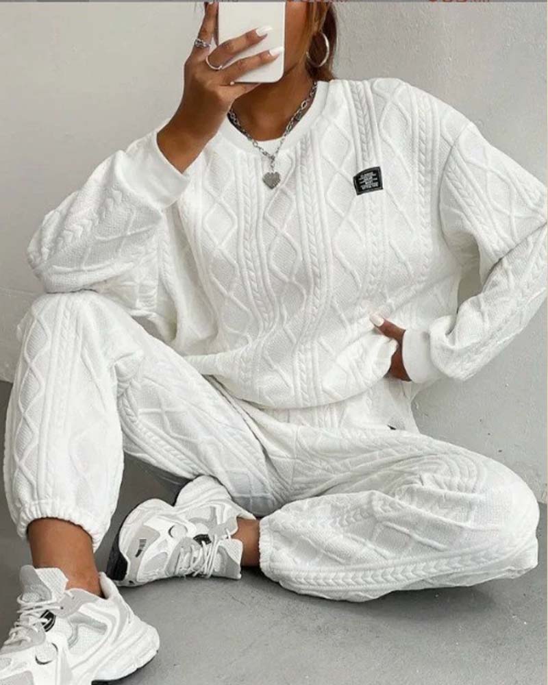 Threaded Jacquard Casual Two-Piece Set