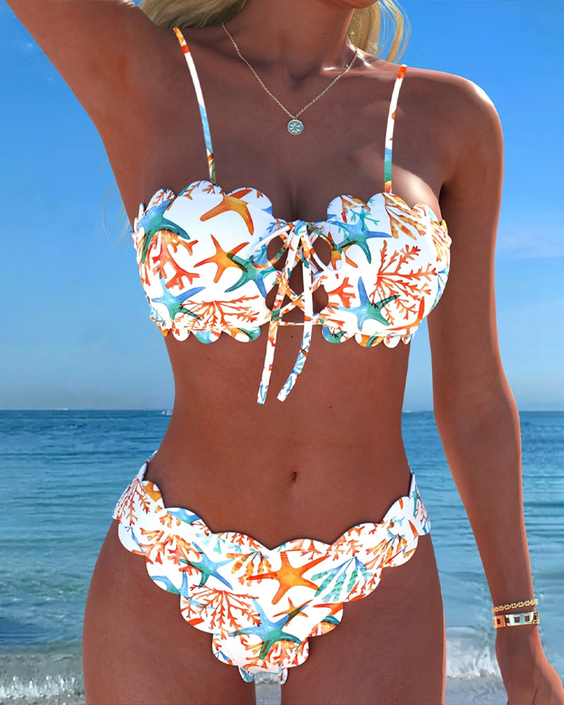 Starfish Coral Print Bikini